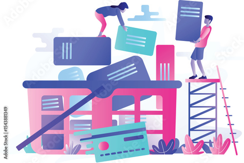 Online Store Shopping Basket Illustration – E-commerce Purchase and Cart Concept