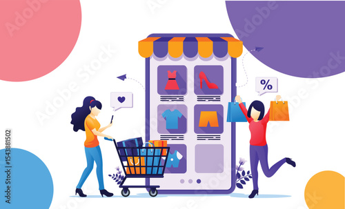 Online Smartphone Shop Illustration – Mobile E-commerce and Digital Retail Concept