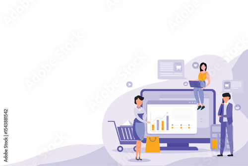 Shopping Data Illustration – E-commerce Analytics and Consumer Behavior Insights Concept
