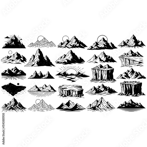Mountain range landscape peak nature adventure travel hiking climbing outdoor alps scenery vector design