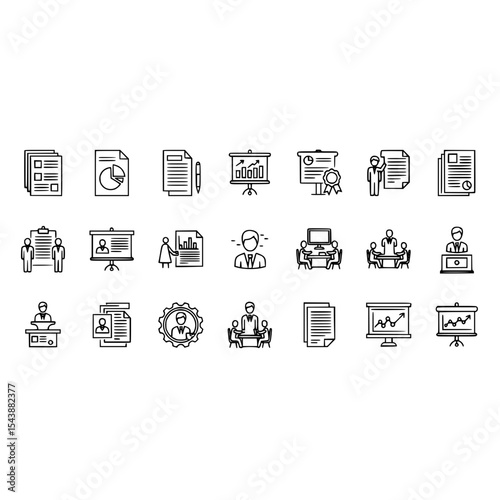 Business meeting presentation report chart document employee teamwork management analysis conference planning success
