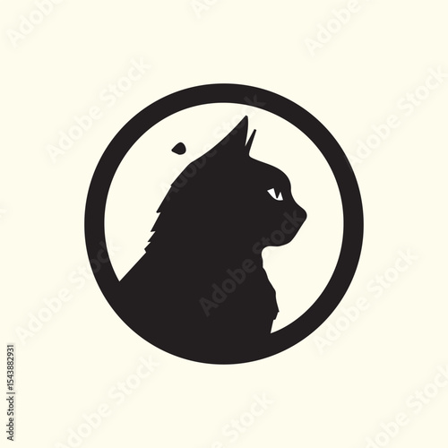 Black  Cat logo design, vector  