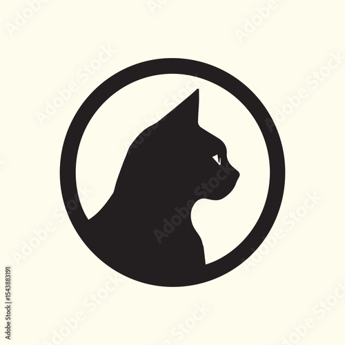 Black  Cat logo design, vector  