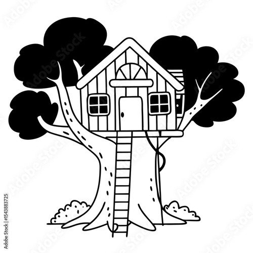 Treehouse Illustration Vector Tree House Graphic Design