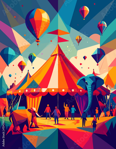 Classic Circus Elephants – Retro Posters with Tents and Balloons