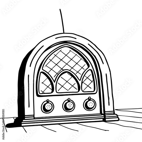 Vintage Radio Vector Illustration Classic Hand Drawn Design