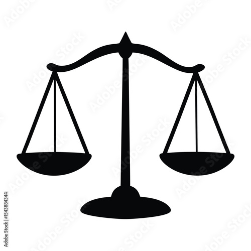 Scale of justice silhouette vector, Law scale icon