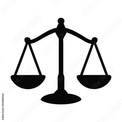 Scale of justice silhouette vector, Law scale icon