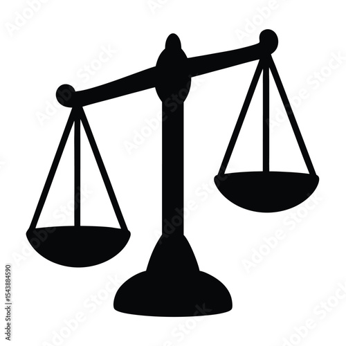 Scale of justice silhouette vector, Law scale icon