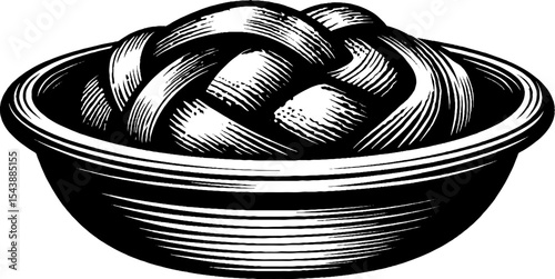 Rustic bread making scene with proofing basket and dough imprint