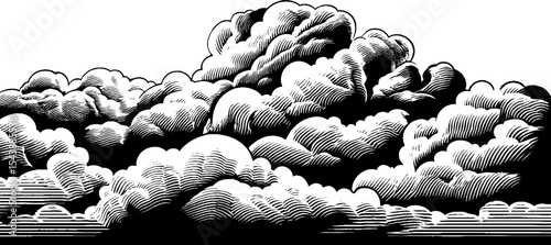 Dramatic black and white cumulus cloud mass illustration for nature design