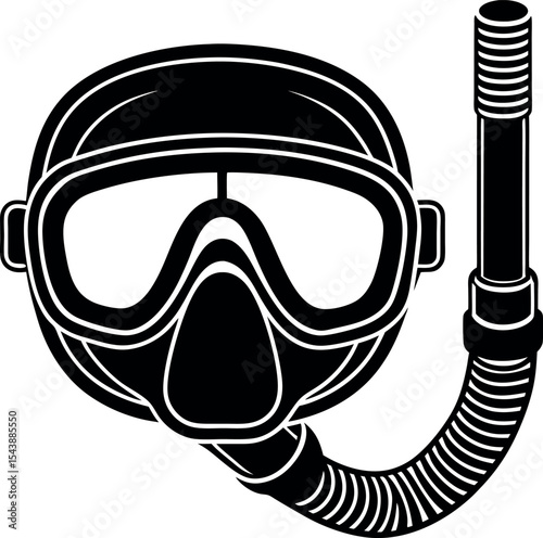 diving mask and tube vector Shallotte on white background