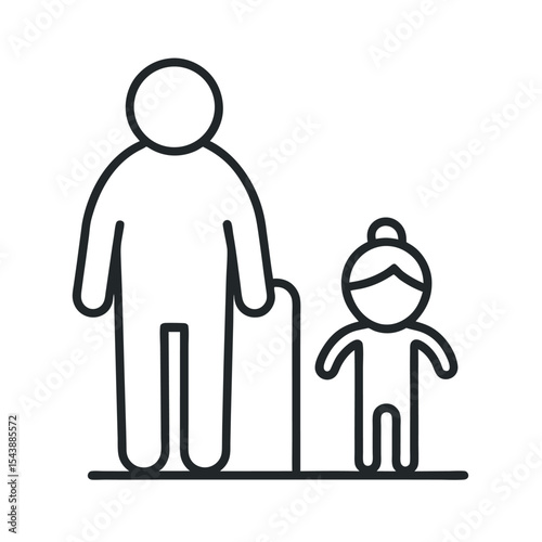 Person Growing Up Baby to Old Age Outline Drawing