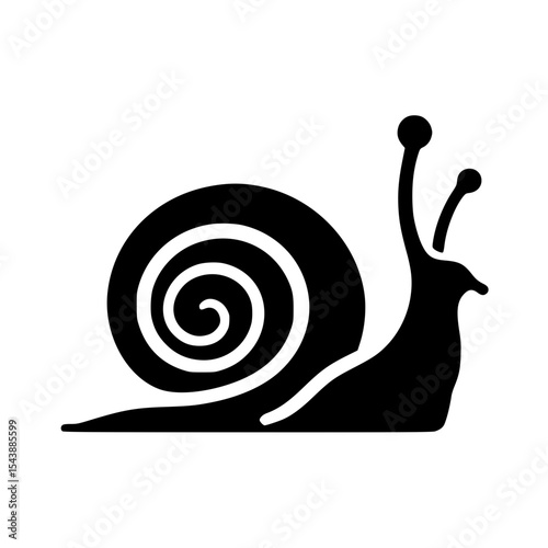 Minimalist Snail Crawling Silhouette – Black SVG Clipart Icon