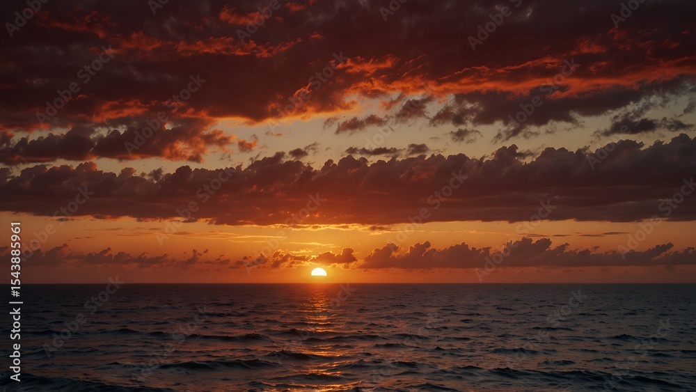 Fototapeta premium red sunset over the ocean