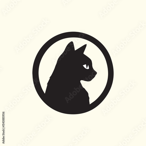 Black  Cat logo design, vector  