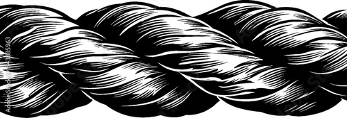 Braided rope texture with frayed end and loop for nautical design and craft projects