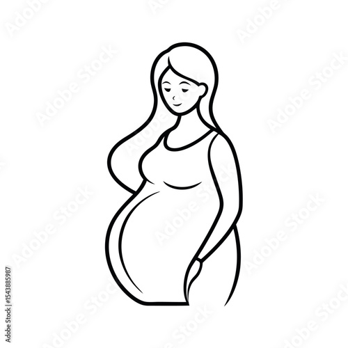 Pregnancy Outline with White Background