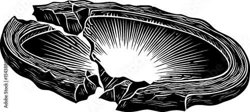 Cracked mirror illustration with shattered frame design for artistic concepts