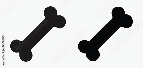Dog bone silhouette, pet treat icon, black and white vector, bone shape illustration
