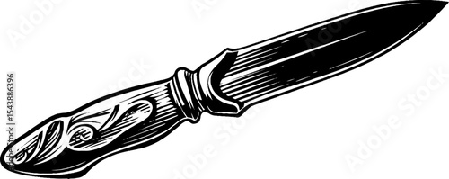 Intricately designed butter knife on white background for culinary art and decor