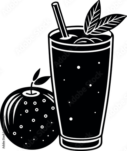 mango smoothie in glass vector Shallotte on white background