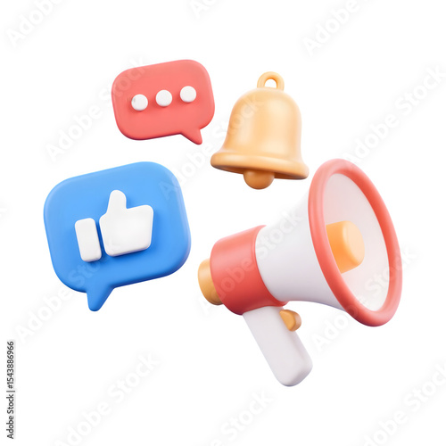 3d render of social media notification icons