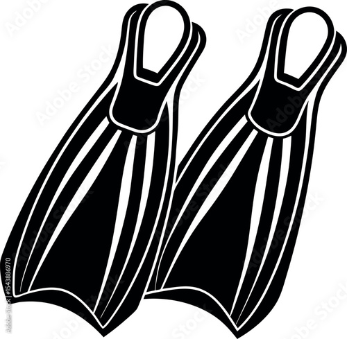 pair of scuba fins vector Shallotte on white background