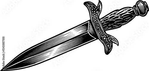 Intricate ceremonial dagger with winged hilt and ornate design elements