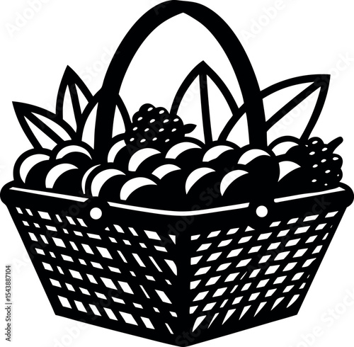 picnic basket with fruit vector Shallotte on white background