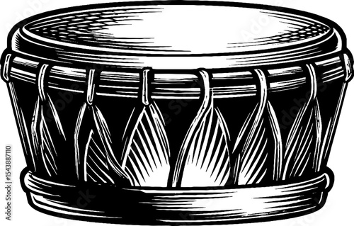 Traditional ceremonial drum with detailed hide and bone construction for cultural events