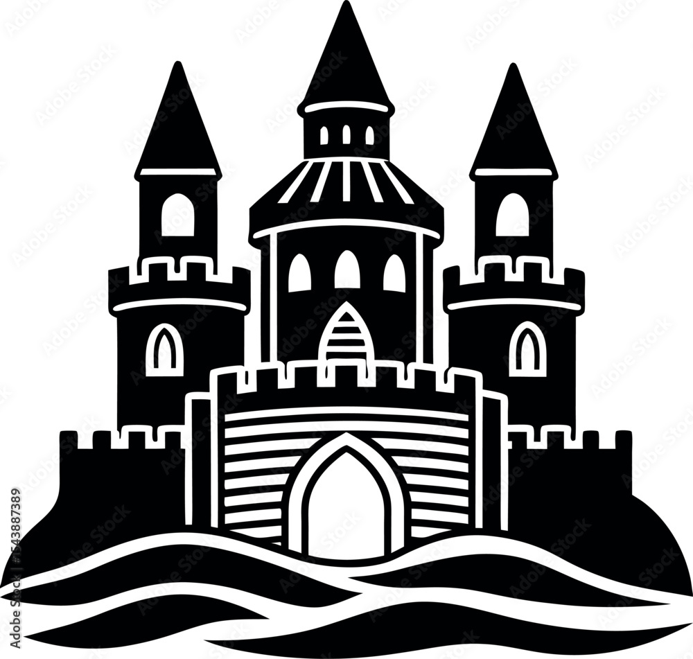 Fototapeta premium sandcastle building vector Shallotte on white background