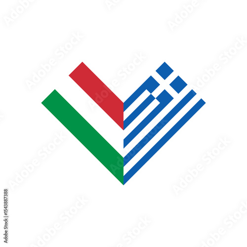 friendship concept. heart shape icon of italy and greece flags. vector illustration isolated on white background