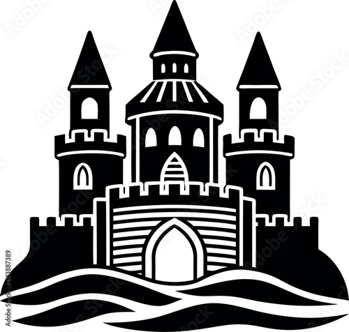 sandcastle building vector Shallotte on white background