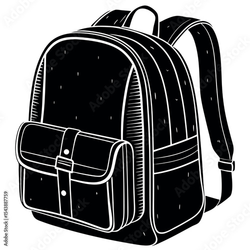 Black backpack illustration isolated on white background