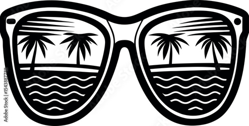summer sunglasses with reflection vector Shallotte on white background