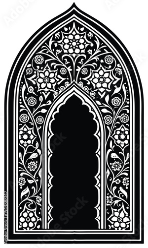 Intricate ornate arch frame decorative border design for elegant projects