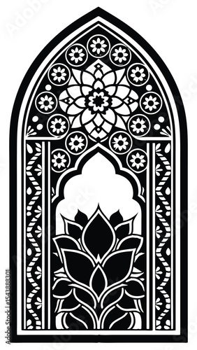 Intricate ornate arch frame decorative border design for elegant projects