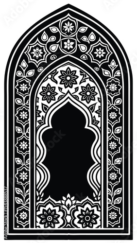 Intricate ornate arch frame border decorative design element for elegant projects