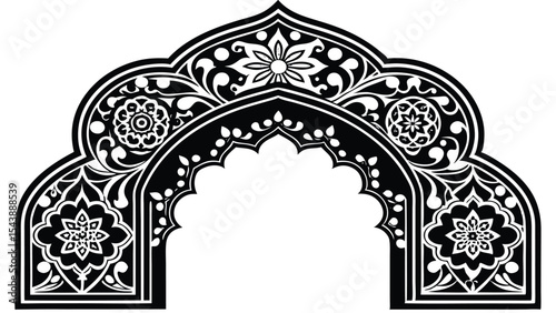 Intricate ornate arch frame decorative border design for elegant projects