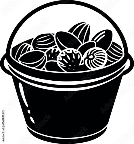 beach bucket filled with shells vector Shallotte on white background