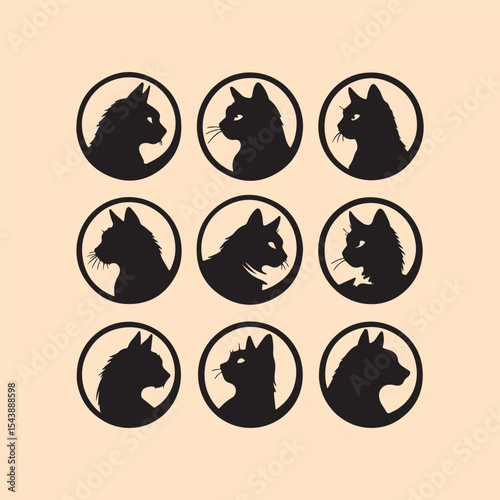 Black  Cat logo design, vector  