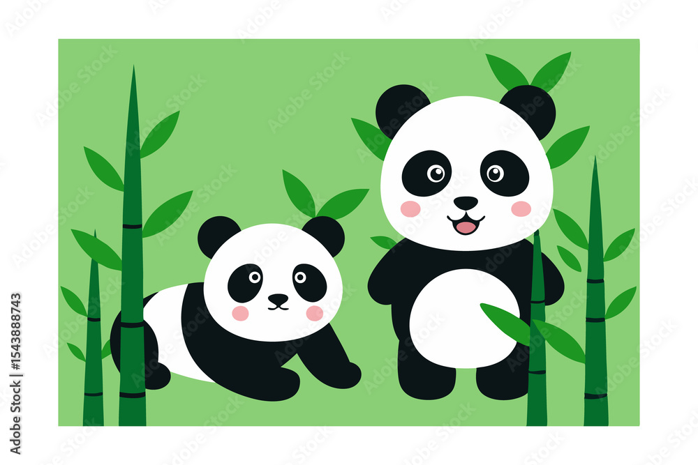 Naklejka premium panda with bamboo