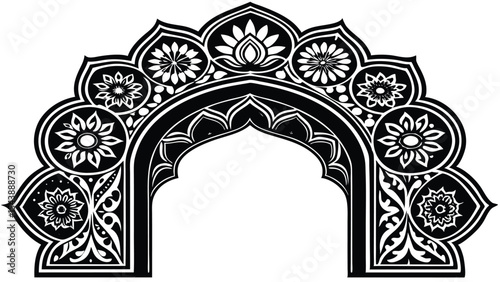 Intricate ornate arch frame border design with decorative elements