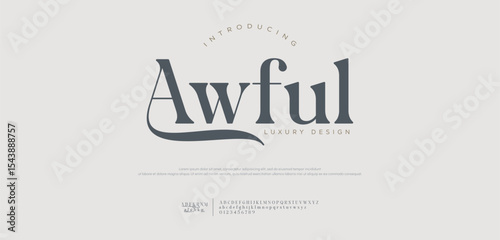 Awful Elegant alphabet letters font logo classic minimal fashion designs. Typography modern sans fonts and number for logo brand. vector illustration
