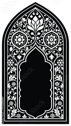 Intricate ornate arch frame decorative border design for elegant projects