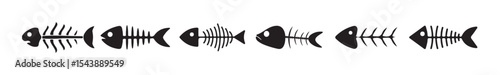 Fish bone silhouette vector set, vector illustration vector illustrations eps 10.
