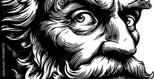 Expression of curiosity and intrigue in black and white artistic portrait
