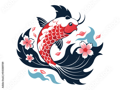 fish in the water vector illustration of a tribal tattoo