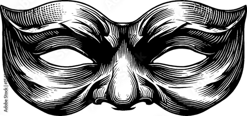 Ghostly mask with sunken eyes and ink shadows for halloween or gothic art design
